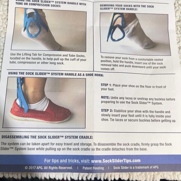 Sock Slider System 1 Kit No Bending Shoe Horn Pregnant Back Problems Surgery NEW - Picture 9 of 10